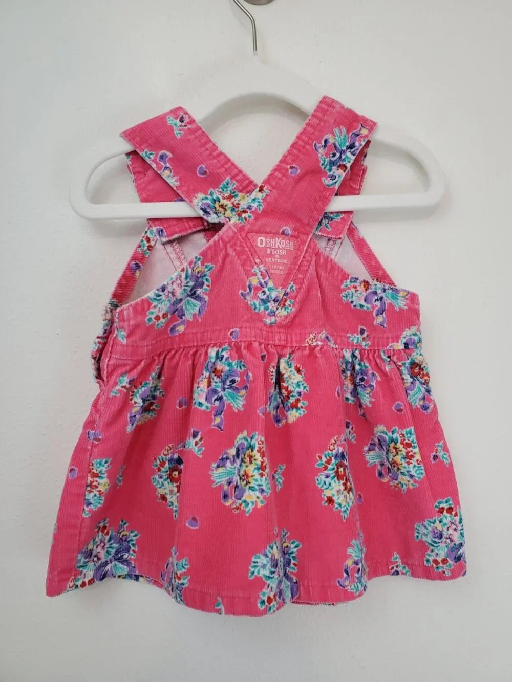 OshKosh B'Gosh vintage 90's pink floral Vestbak overall dress
